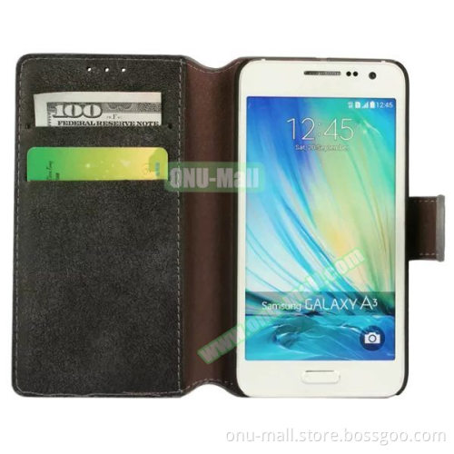 Retro Frosted Style Flip PU Leather Wallet Case Cover for Samsung Galaxy A3 Case